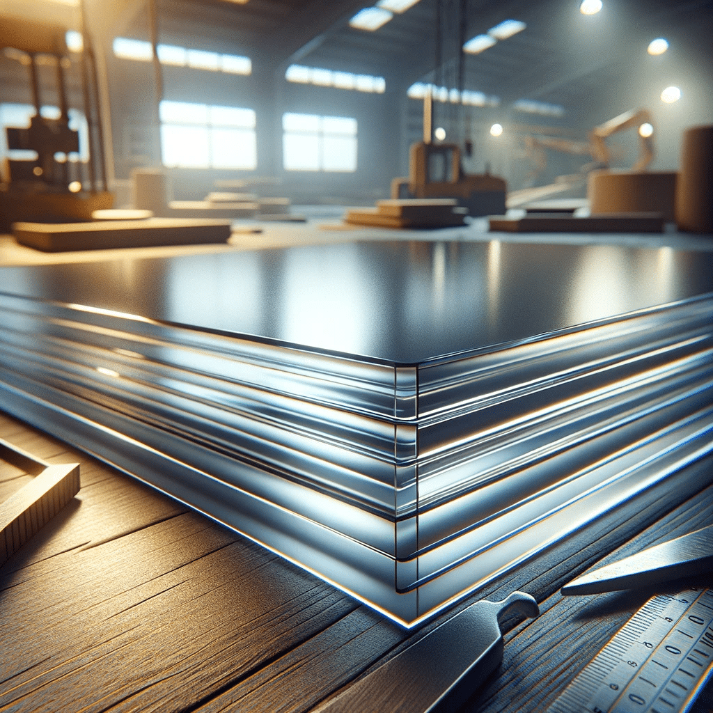 Vista cercana de láminas de acrílico con enfoque en su textura y claridad en un entorno de construcción | Acrilfrasa