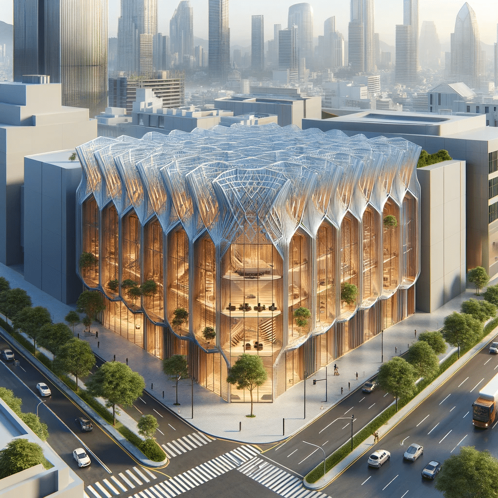 Edificio innovador destacando el uso de policarbonato en la arquitectura moderna | Acrilfrasa