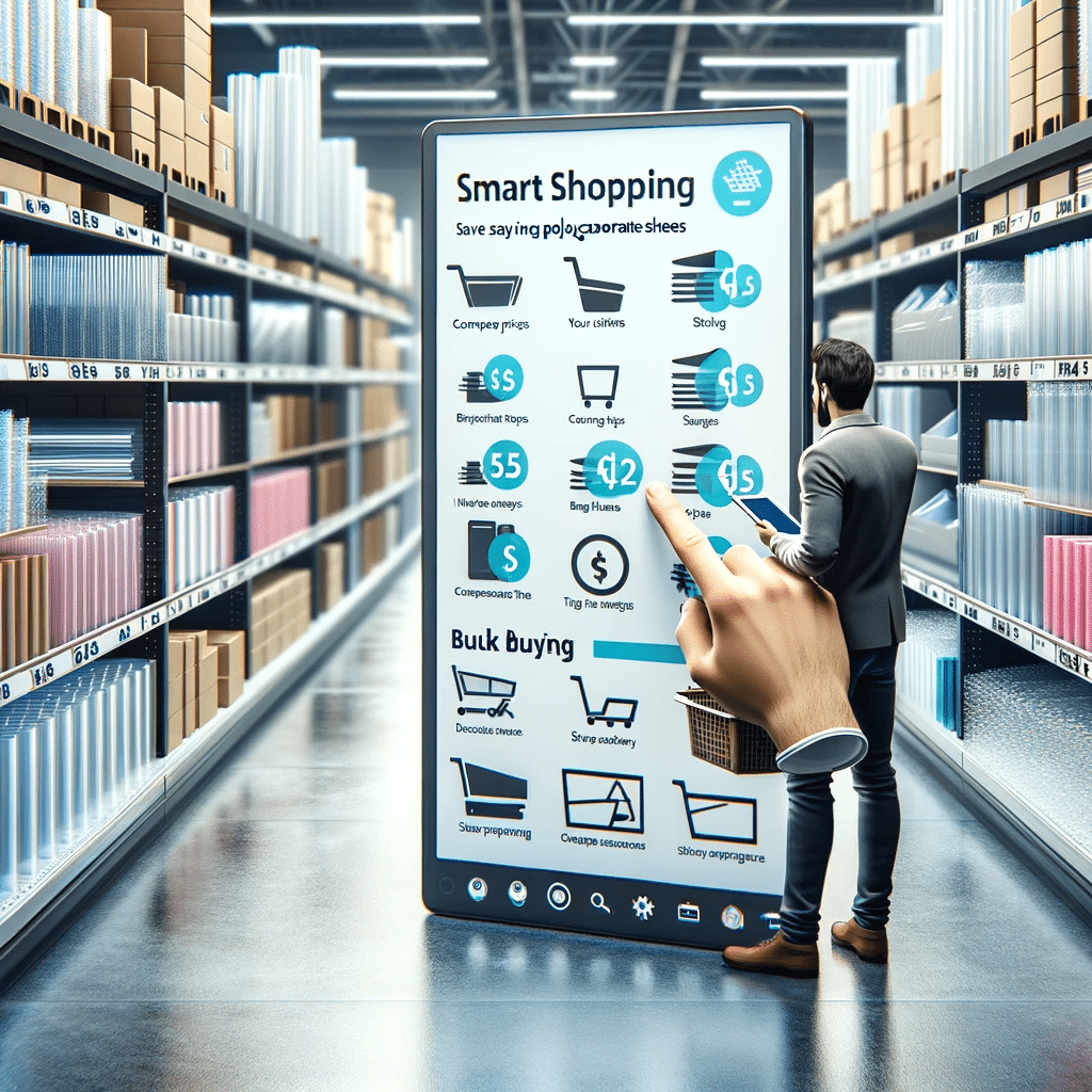 Imagen realista mostrando consejos para ahorrar dinero al comprar láminas de policarbonato, incluyendo escenarios de comparación de precios, compras al por mayor y soluciones de transporte y almacenamiento costeables | Acrilfrasa