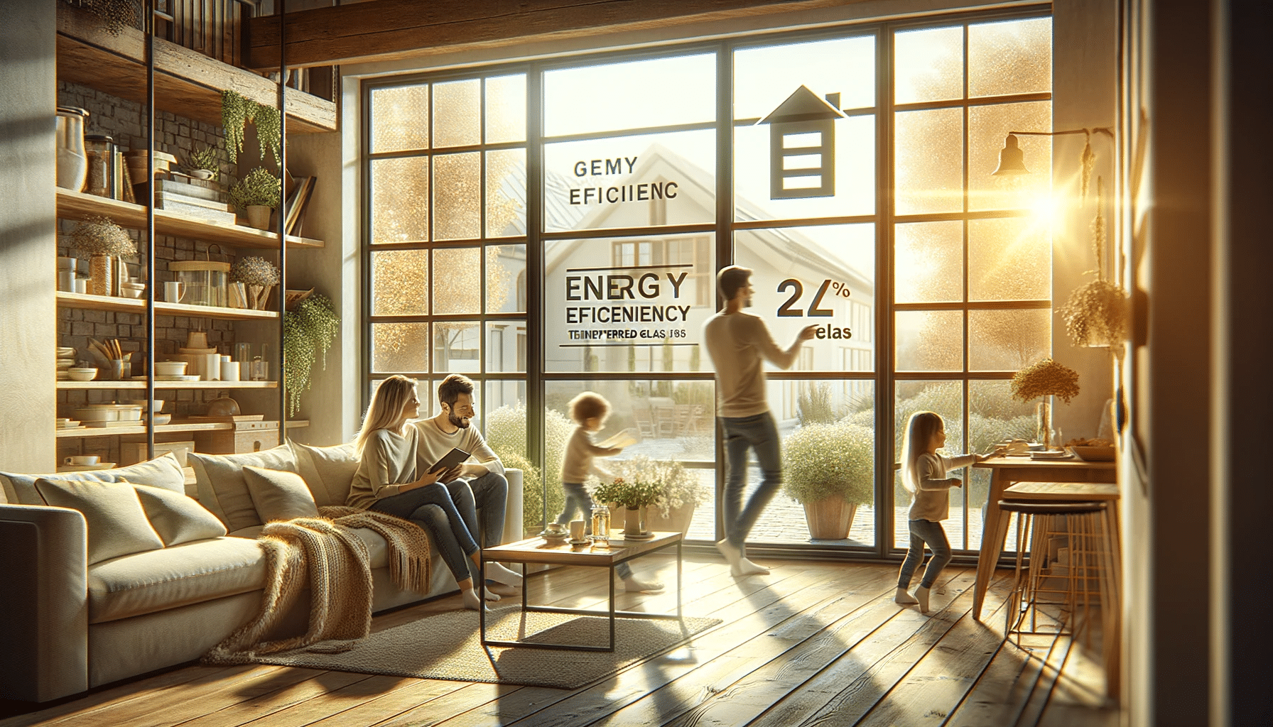 Familia en hogar con eficiencia energética y vidrios templados | Acrilfrasa