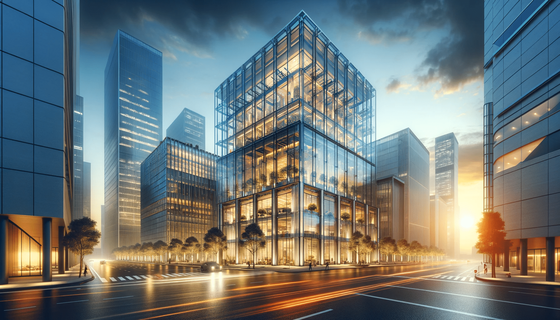 Edificio moderno destacando el uso de vidrio templado | Acrilfrasa